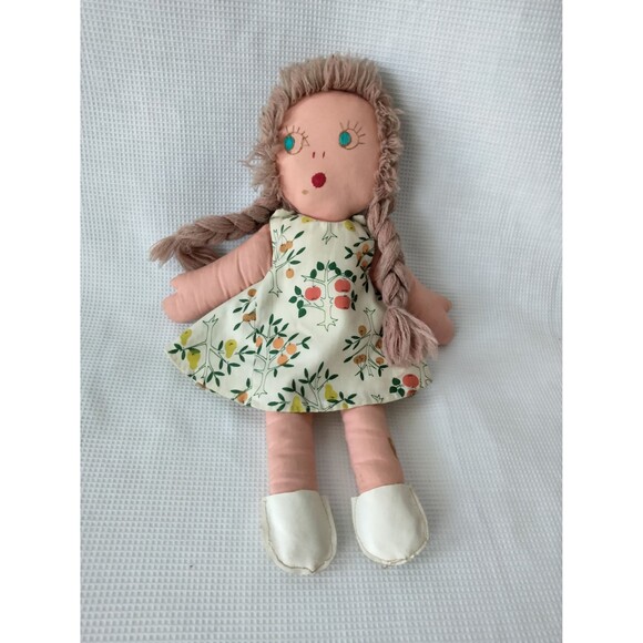 Charming Vintage 1960s Pair of Folk Art Reversible Happy/Sleepy Face Cloth Dolls - Picture 8 of 10